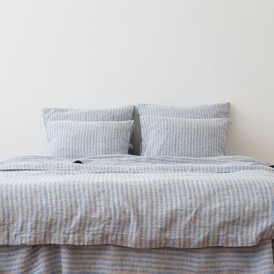 LinenMe Sengesæt i Hør Blå Naturlig Ticking Stripe BLUE NATURAL LinenMe Sengesæt i Hør Blå Naturlig Ticking Stripe BLUE NATURAL