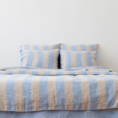 LinenMe Sengesæt i Hør Blå Naturlig Broad Stripe BLUE NATURAL LinenMe Sengesæt i Hør Blå Naturlig Broad Stripe BLUE NATURAL