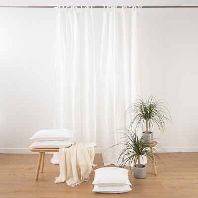 LinenMe Gardin med bindebånd, 100% hør, optisk-hvidt, stenvasket OPTICAL WHITE LinenMe Gardin med bindebånd, 100% hør, optisk-hvidt, stenvasket OPTICAL WHITE
