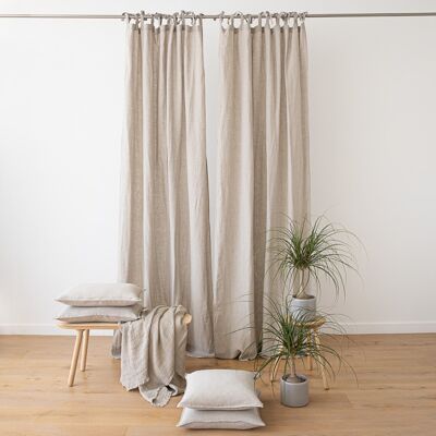 LinenMe Gardin med bindebånd, 100% hør, naturlig, stenvasket NATURAL LinenMe Gardin med bindebånd, 100% hør, naturlig, stenvasket NATURAL