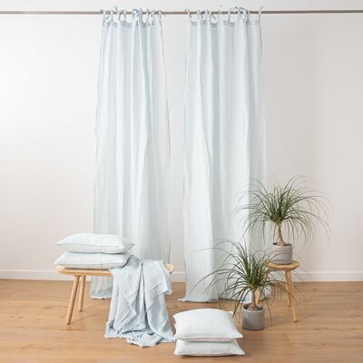 LinenMe Gardin med bindebånd, 100% hør, isblåt, stenvasket ICE BLUE LinenMe Gardin med bindebånd, 100% hør, isblåt, stenvasket ICE BLUE