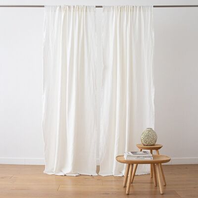 LinenMe Gardin med løbegang i hør, off white, terra fringe OFF WHITE LinenMe Gardin med løbegang i hør, off white, terra fringe OFF WHITE