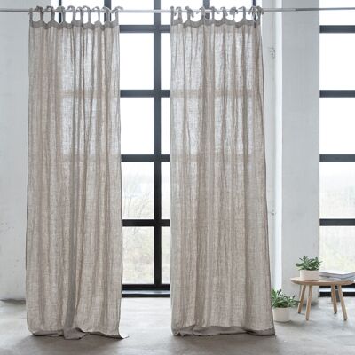 LinenMe Gardin med bindebånd, 100% hør, naturfarvet, Rustico NATURAL LinenMe Gardin med bindebånd, 100% hør, naturfarvet, Rustico NATURAL