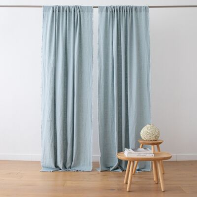 LinenMe Sæt af 2 gardin med løbegang i hør, isblåt, Terra Fringe ICE BLUE LinenMe Sæt af 2 gardin med løbegang i hør, isblåt, Terra Fringe ICE BLUE