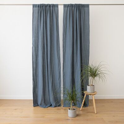 LinenMe Blåt gardin i hør med løbegang, stenvasket, 1stk. BLUE LinenMe Blåt gardin i hør med løbegang, stenvasket, 1stk. BLUE