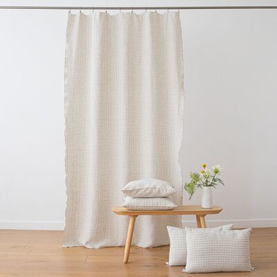 LinenMe Gardin i hør, Naturfarve, Gingham Babylock NATURAL LinenMe Gardin i hør, Naturfarve, Gingham Babylock NATURAL