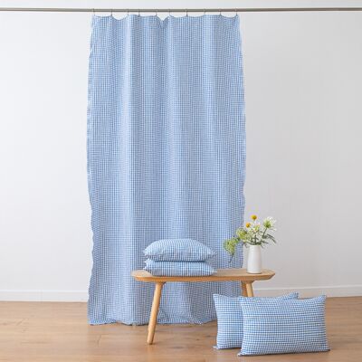LinenMe Gardin i hør, Blå, Gingham Babylock BLUE LinenMe Gardin i hør, Blå, Gingham Babylock BLUE