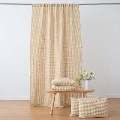 LinenMe Gardin med løbegang i hør Antique Gold Gingham ANTIQUE GOLD LinenMe Gardin med løbegang i hør Antique Gold Gingham ANTIQUE GOLD