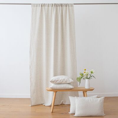LinenMe Gardin med løbegang i hør Naturfarve Gingham NATURAL LinenMe Gardin med løbegang i hør Naturfarve Gingham NATURAL