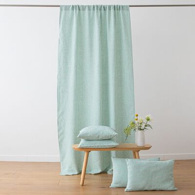 LinenMe Gardin med løbegang i hør Aqua Foam Gingham AQUA FOAM LinenMe Gardin med løbegang i hør Aqua Foam Gingham AQUA FOAM