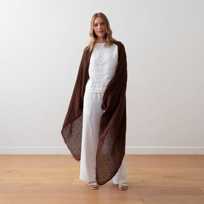 LinenMe Sjal i hør Kaffebrun Garza Fringe COFFEE BROWN LinenMe Sjal i hør Kaffebrun Garza Fringe COFFEE BROWN
