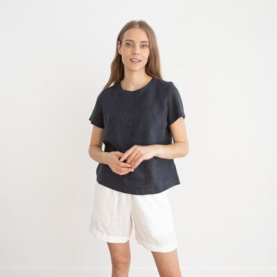 LinenMe Hvid bluse i 100% hør, Isabella ANTHRACITE LinenMe Hvid bluse i 100% hør, Isabella ANTHRACITE