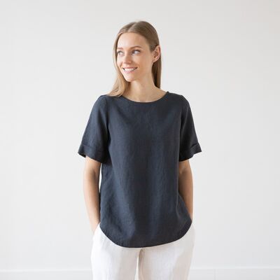 LinenMe Bluse i hør, anthrazite, Luisa ANTHRACITE LinenMe Bluse i hør, anthrazite, Luisa ANTHRACITE