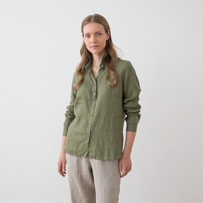 LinenMe Olive Green Oversized hørskjorte, Boyfriend OLIVE GREEN LinenMe Olive Green Oversized hørskjorte, Boyfriend OLIVE GREEN