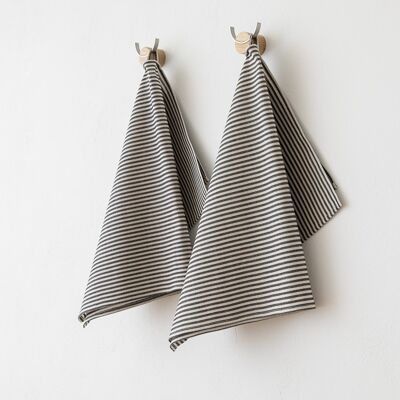 LinenMe Viskestykker, 2 stk., sorte, Jazz BLACK STRIPED LinenMe Viskestykker, 2 stk., sorte, Jazz BLACK STRIPED