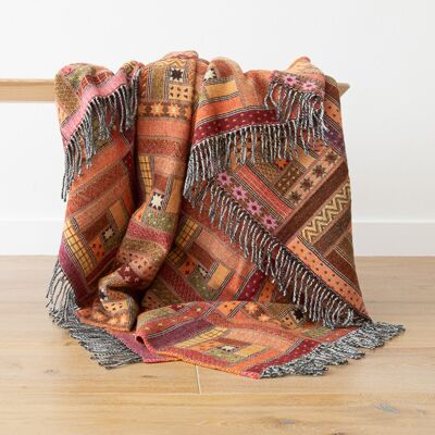 LinenMe Plaid i merinould, rød / orange, Marta RED ORANGE LinenMe Plaid i merinould, rød / orange, Marta RED ORANGE