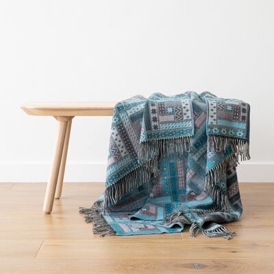 LinenMe Plaid i merinould, turquoise, Marta TURQUOISE LinenMe Plaid i merinould, turquoise, Marta TURQUOISE