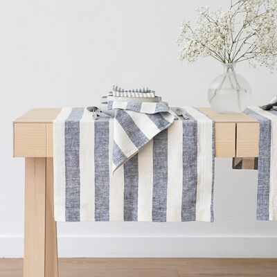 LinenMe Bordløber i hør, indigo, Philippe INDIGO LinenMe Bordløber i hør, indigo, Philippe INDIGO