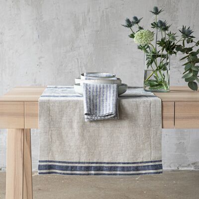 LinenMe Bordløber i hør, indigo / naturfarvet, Provance INDIGO NATURAL LinenMe Bordløber i hør, indigo / naturfarvet, Provance INDIGO NATURAL
