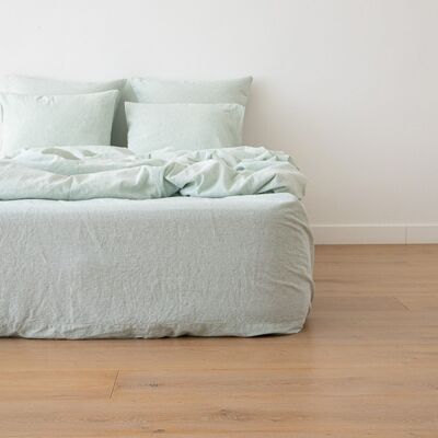 LinenMe Boxlagen i hør, myntefarvet, forvasket, Pinstripe MINT LinenMe Boxlagen i hør, myntefarvet, forvasket, Pinstripe MINT