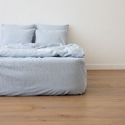 LinenMe Blåt boxlagen i hør, forvasket, Pinstripe BLUE LinenMe Blåt boxlagen i hør, forvasket, Pinstripe BLUE