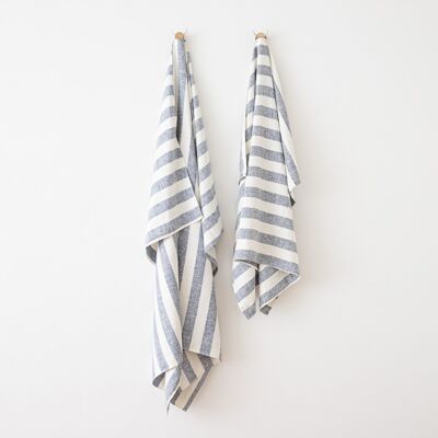 LinenMe Strandhåndklæde i hør, indigo, Philippe INDIGO WHITE LinenMe Strandhåndklæde i hør, indigo, Philippe INDIGO WHITE