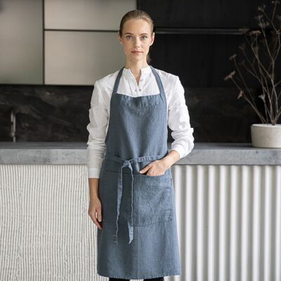 LinenMe Bib forklæde, blå, Terra BLUE LinenMe Bib forklæde, blå, Terra BLUE