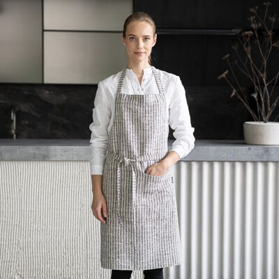 LinenMe Bib forklæde i hør, sort / naturfarvet, Brittany BLACK NATURAL LinenMe Bib forklæde i hør, sort / naturfarvet, Brittany BLACK NATURAL