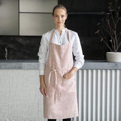 LinenMe Bib forklæde i hør, mørkerødt / naturfarvet, Brittany BRICK NATURAL LinenMe Bib forklæde i hør, mørkerødt / naturfarvet, Brittany BRICK NATURAL