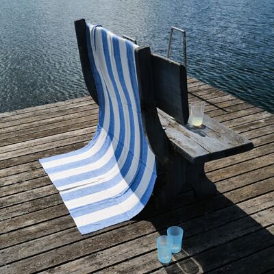 LinenMe Strandhåndklæde i hør Blå Napa BLUE WHITE LinenMe Strandhåndklæde i hør Blå Napa BLUE WHITE