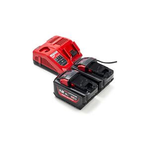 2x Milwaukee M18 HB12 High Output batterier + oplader (18 V, 12 Ah, Original)