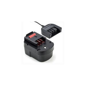 1x Black & Decker A12 / A1712 / HPB12 batteri + oplader (12 V, 1.5 Ah)