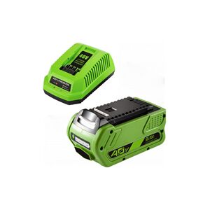 1x GreenWorks G40B6 / G-MAX 40V batteri + oplader (40 V, 5 Ah)