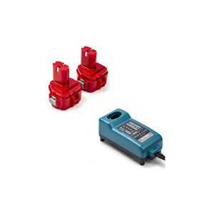 2x Makita PA12 / 1220 / 1222 / 1234 batterier + oplader (12 V, 2 Ah)