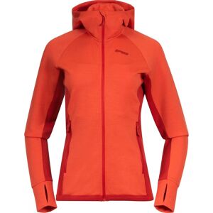 Bergans Women's Cecilie Wool Hood Jacket Energy Red/Red Leaf XS, Energy Red/Red Leaf