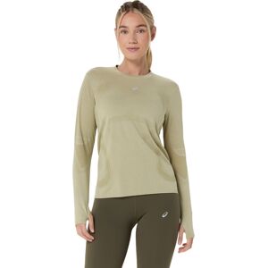 Asics Women's Road Seamless Long Sleeve Top Khaki/Cream, S Asics Women's Road Seamless Long Sleeve Top Khaki/Cream, S