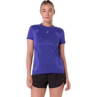 Asics Women's Road Seamless Short Sleeve Top Cobalt Burst/Eggplant, L Asics Women's Road Seamless Short Sleeve Top Cobalt Burst/Eggplant, L