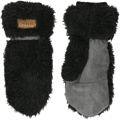 Lindberg Kid´s Näver Pile Mitten Black, 4 Lindberg Kid´s Näver Pile Mitten Black, 4