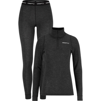 Craft Women's Wool Merino Half Zip Set Black/melange, XXL Craft Women's Wool Merino Half Zip Set Black/melange, XXL