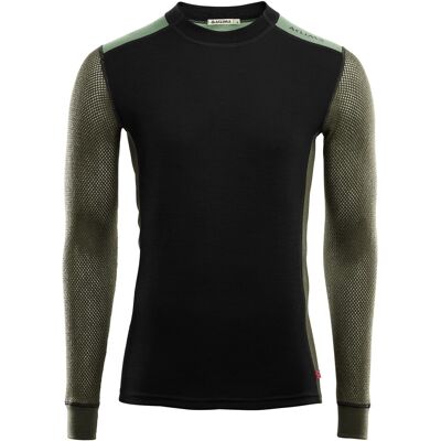 Aclima Men's WoolNet Hybrid Crew Neck Jet Black/Olive Night/Dill, Jet Black / Olive Night / Dill, XS Aclima Men's WoolNet Hybrid Crew Neck Jet Black/Olive Night/Dill, Jet Black / Olive Night / Dill, XS