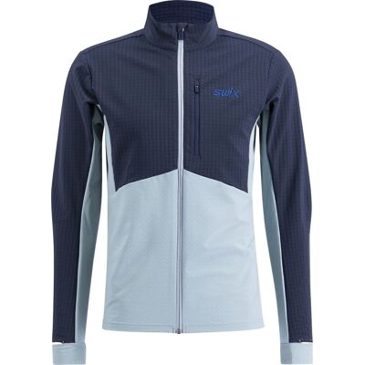 Swix Men's Pace Hybrid Full Zip Midlayer Dark Navy/Fog, S Swix Men's Pace Hybrid Full Zip Midlayer Dark Navy/Fog, S