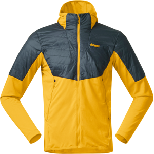 Bergans Men's Senja Midlayer Hood Jacket Light Golden Yellow/Orion Blue L, Light Golden Yellow/Orion Blue