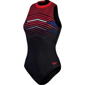 Speedo Women's Printed Hydrasuit Black/Red 32, Black/Red