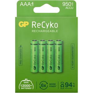 GP Batterier GP ReCyko AAA-batteries 950mAh 4-pack Green OneSize, Green