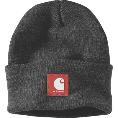 Carhartt Rubber Patch Watch Cap Beanie Coal Heather, One Size Carhartt Rubber Patch Watch Cap Beanie Coal Heather, One Size