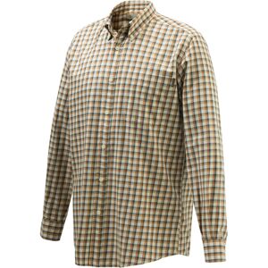 Beretta Men's Wood Button Down Shirt Beige & Rust Check M, Beige & Rust Check