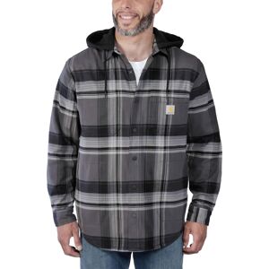 Carhartt Men's Flannel Fleece Lined Hooded Shirt Jacket Black L, Black