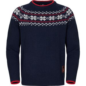 Gridarmor Men's Snøkrystall Round Neck Ullgenser Navy/White/Red M, Navy/White/Red