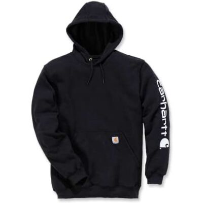 Carhartt Men's Sleeve Logo Hooded Sweatshirt Black, XL Carhartt Men's Sleeve Logo Hooded Sweatshirt Black, XL