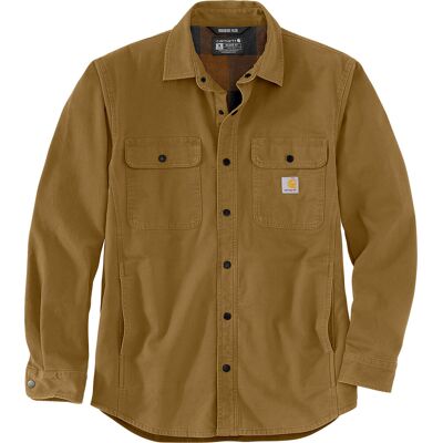 Carhartt Men's Canvas Fleece-Lined Shirt Jacket Oak Brown, M Carhartt Men's Canvas Fleece-Lined Shirt Jacket Oak Brown, M